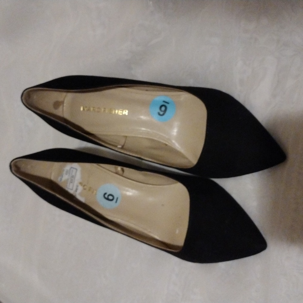 Marc Fisher black suede block heels